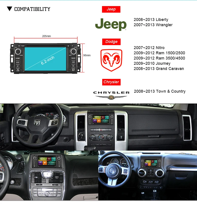 Sale Two Din 6.2 Inch Car DVD Player For JEEP/COMMANDER/WRANGLER With Canbus 3G USB Host Radio GPS RDS BT 1080P Ipod Free Map Camera 0