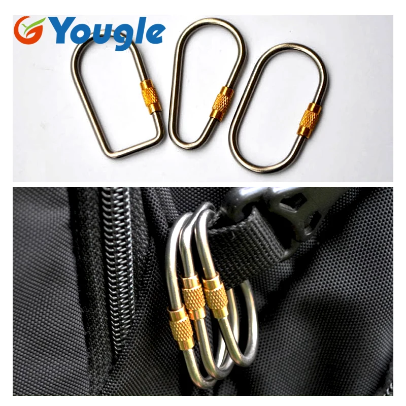

Lightweight Titanium Alloy Carabiner D-Ring Locking Carabiner Keychain D Shaped Clip Bucke Hook EDC Gear