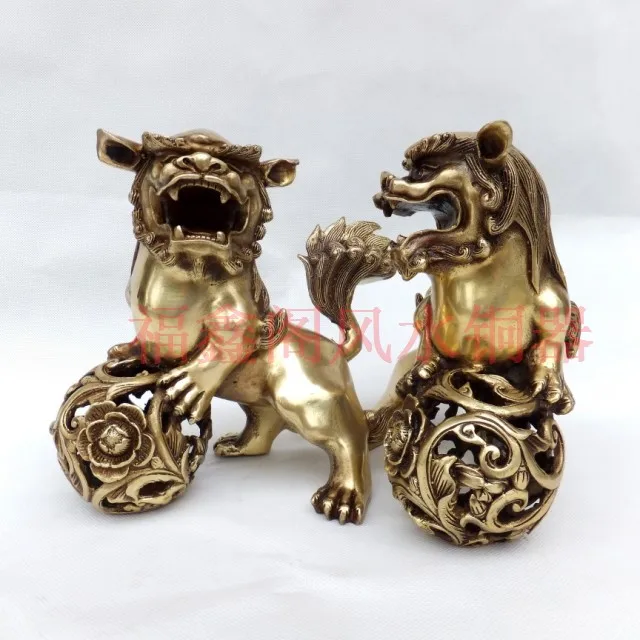 

Copper lion decoration Large copper lion a pair of copper lion feng shui decoration