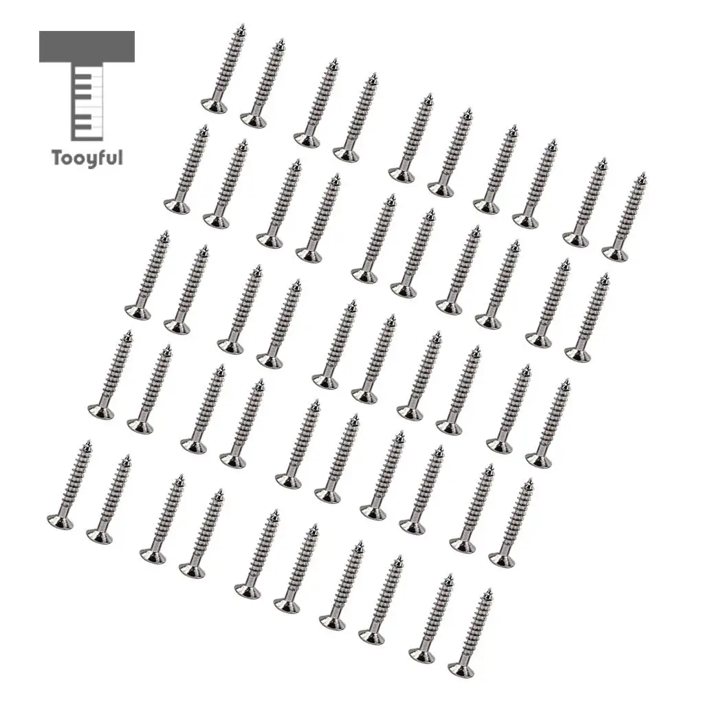 Tooyful 50 Pack Nickel Tremolo Bridge Mounting Screws fo TL Style Guitar Telecaster Tremolo Bridge Screws Parts 3.5x25mm