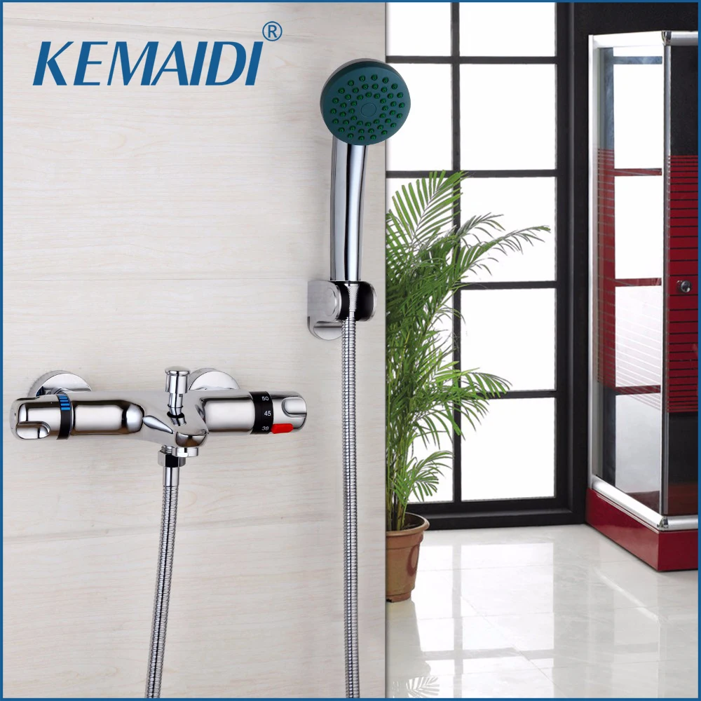 KEMAIDI Thermostatic Bathtub Faucet Bath Wall Mounted Bath Thermostatic