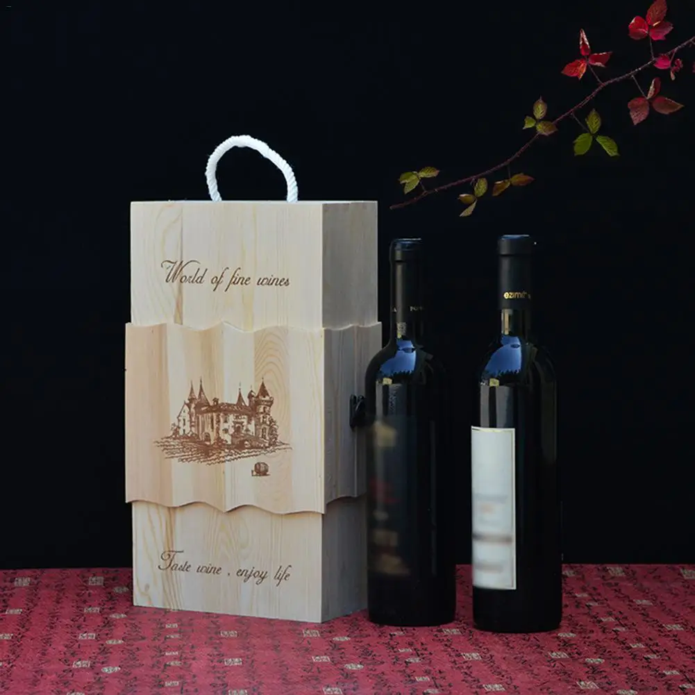 Деревянная коробка для хранения вина из соснового дерева для двойных бутылок деревянные ручной работы коробки для вина с металлическими замками коробка для вина