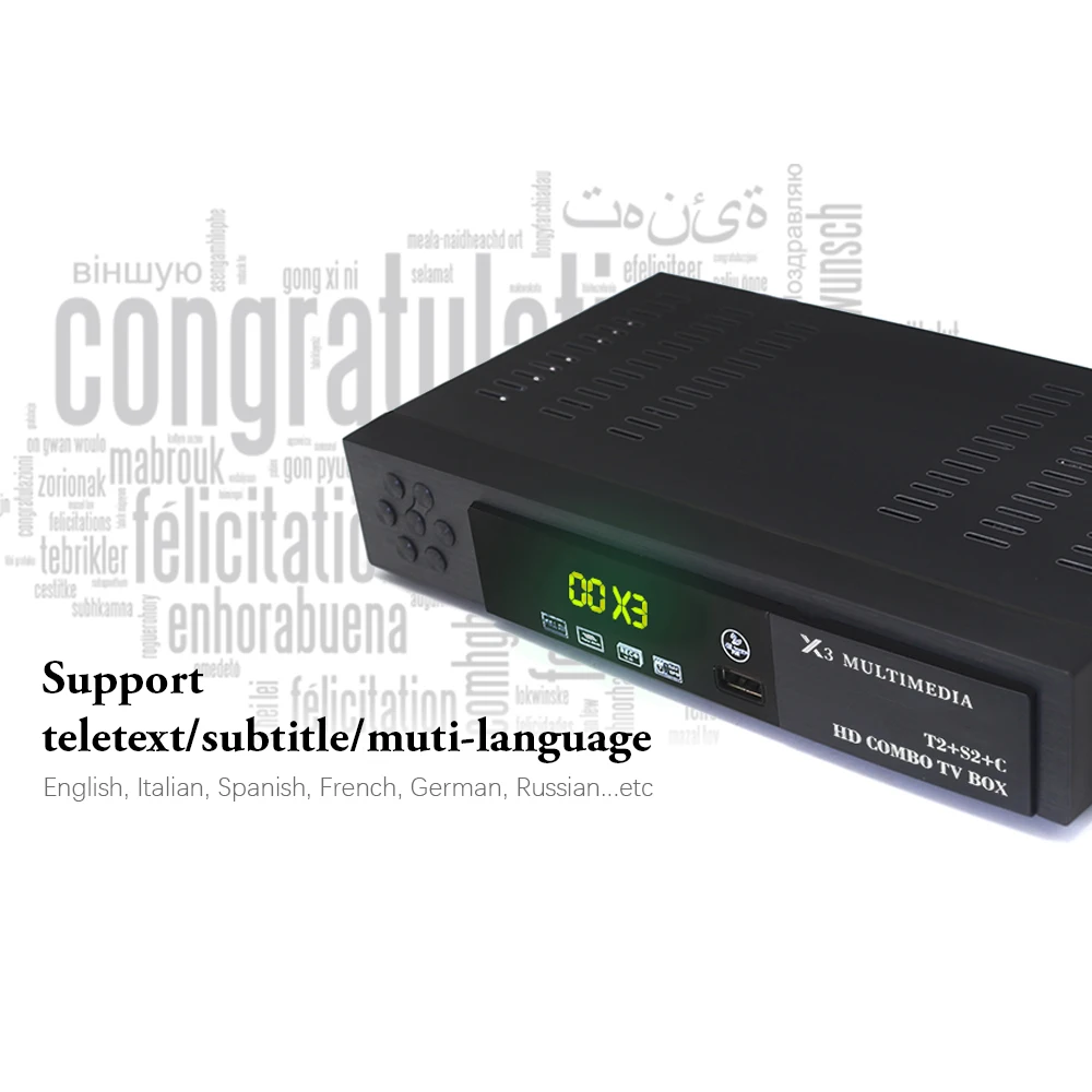Vmade Satellite tv box DVB T2 DVB S2 combo decoder T2+S2 X3 with wifi + 1 year cccam support youtubr dobly AC-3 IPTV set top box