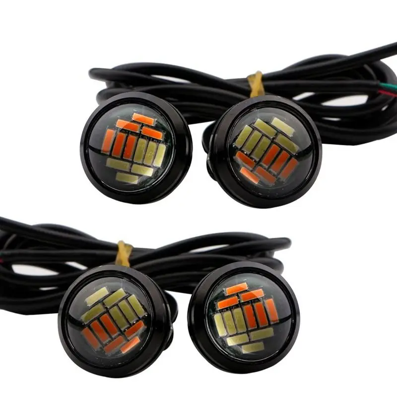

2 Pcs 12V 23Mm Dual Color Switchback 4014 12 Led Drl Eagle Eye Daytime Light