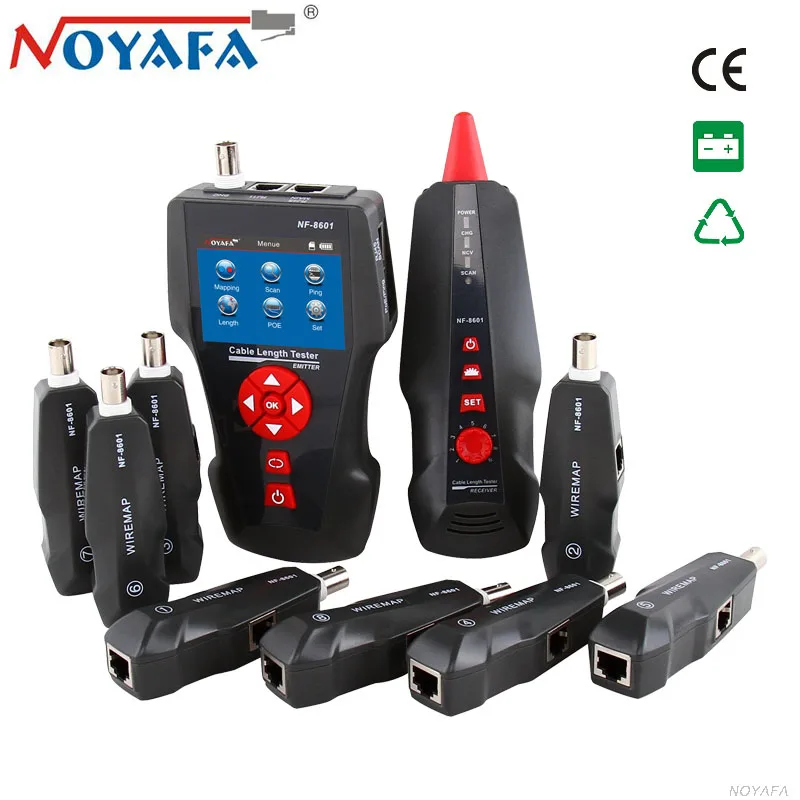 

Original Noyafa NF-8601W LAN Network Cable Tester LCD Phone Telephone Wire Tracker for PING / POE BNC RJ45 RJ11 Line Testing