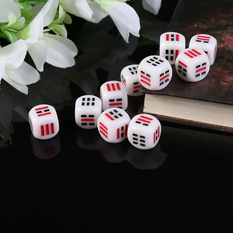 10 шт. D6 кубики для легкой гадости гадать divination кости 16 мм акриловые кости для Ба-гуа восемь иероглифов Запчасти Аксессуары