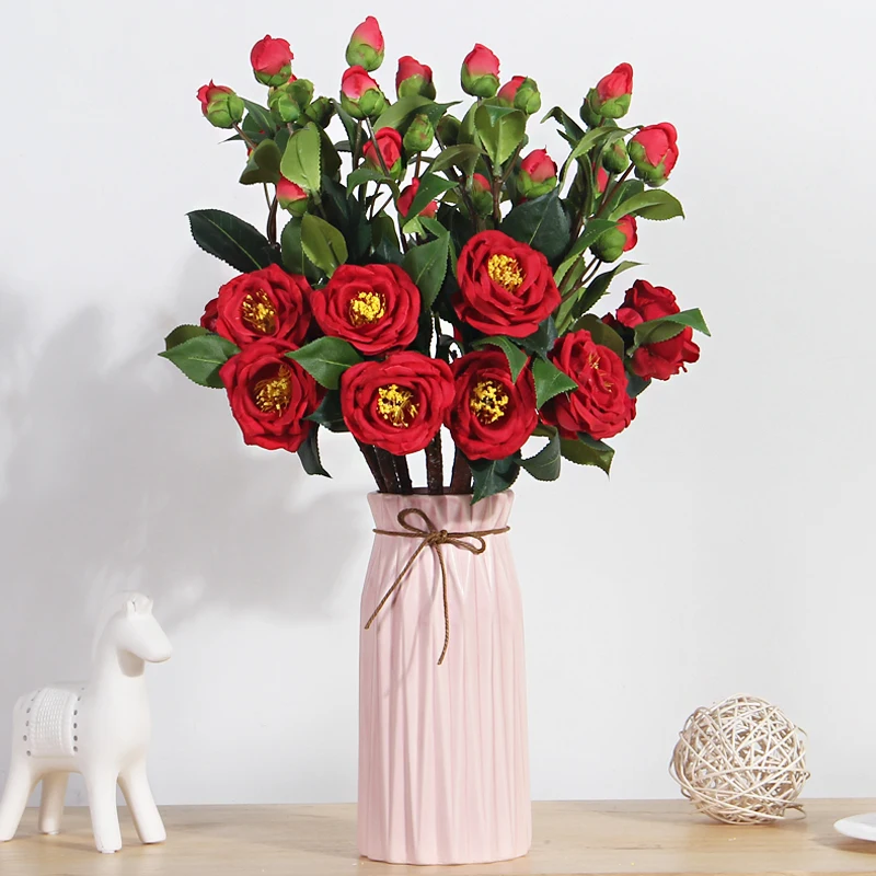 

CHENCHENG Artificial Flowers Rose Bouquet for Wedding Decoration 3 Heads Fake Flowers Home Decor Silk Hydrangeas Flower