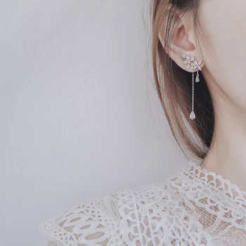 

AV Flowers s925 silver temperament Long section student Ladies earring