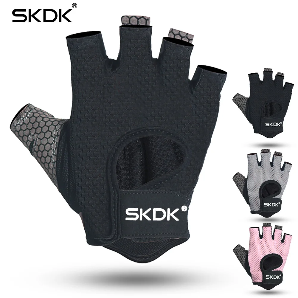 SKDK Neutral Elastic Gym Fitness Gloves Dumbbell Crossfit Weight Lifting Body Building Breathable Sports Gloves Gym Accessories