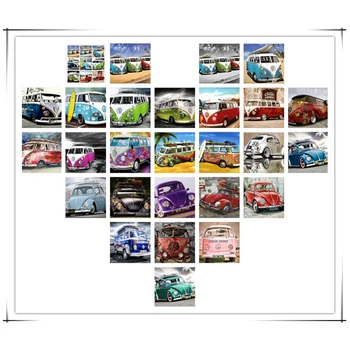 

5d Diy Diamond Painting Cross Stitch Car Up Full Round Diamond Embroidery Bus Set Full Round Diamond Mosaic Colorful Autos Decor