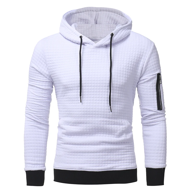 Hot Sale Hoodies Men Long Sleeve Solid Color Hooded Sweatshirts Men Fashion Slim Fit Pullovers 