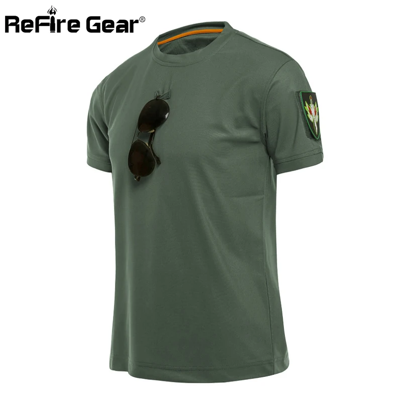 

ReFire Gear Military Tactical Short Sleeve T Shirt Men Summer Quick Dry Special Forces Combat T-Shirt Army Breathable Clothes