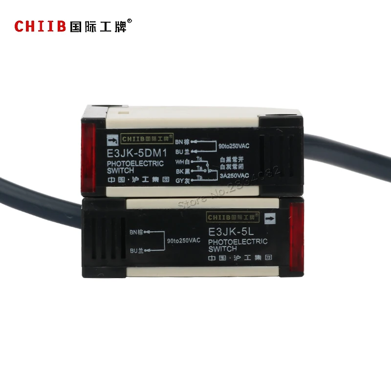 

AC220V DC 12V DC24V 3 5 wire NO NC through beam 5M distance measuring Photoelectric Switch sensor E3JK-5DM1/5L relay output