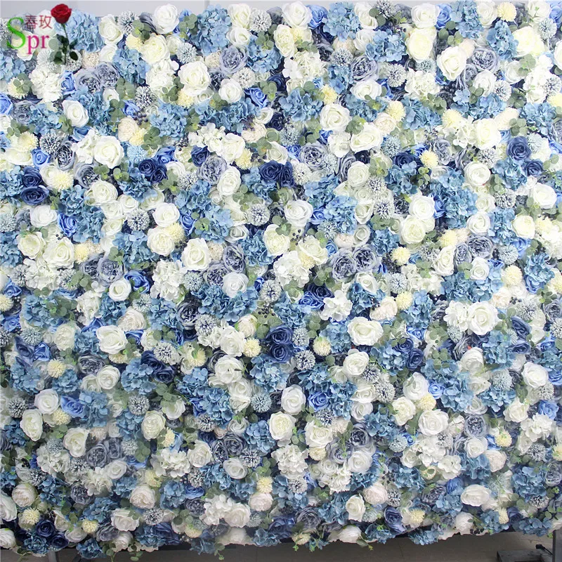 SPR белый микс синие ягоды Роза Гортензия aritifical цветок стены фон стол центральный бегун декоративные цветочные композиции