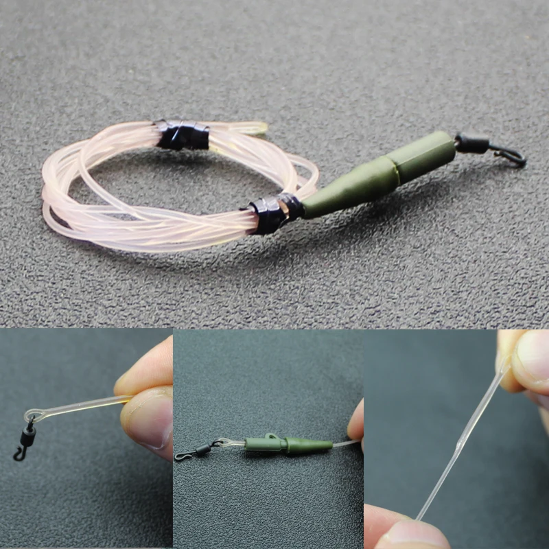 

2PCS Safezone Leader Ring Swivel 30lb breaking breaking strain Flourocarbon Leaders Translucent Carp Fishing Tackle Lead Clip