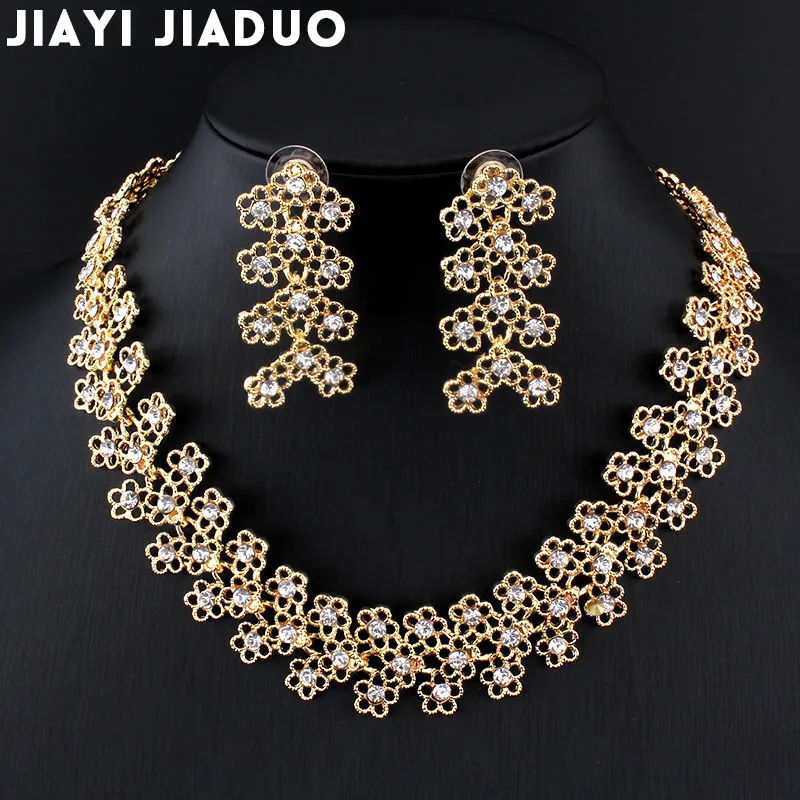 

jiayijiaduo new wedding Jewelry set gold color necklace earrings African beads fashion women fashion accessories