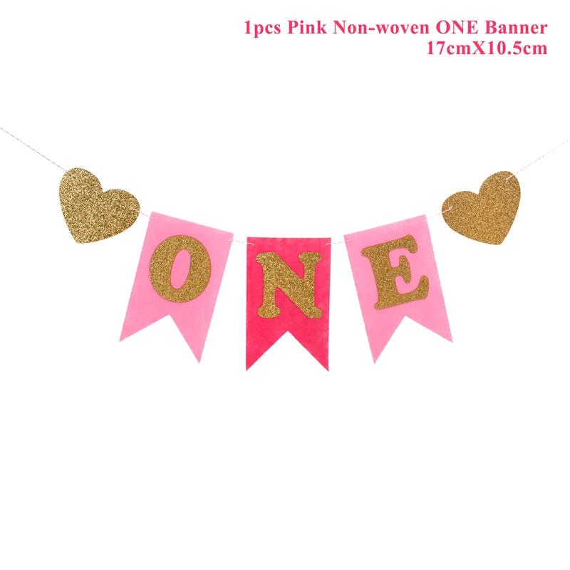 QIFU 2 м с днем рождения баннер бумажные гирлянды Свадебный экран Декор на день рождения принадлежности на 1 день рождения первый день рождения для мальчиков Вечерние - Цвет: 1 pcs one Pink