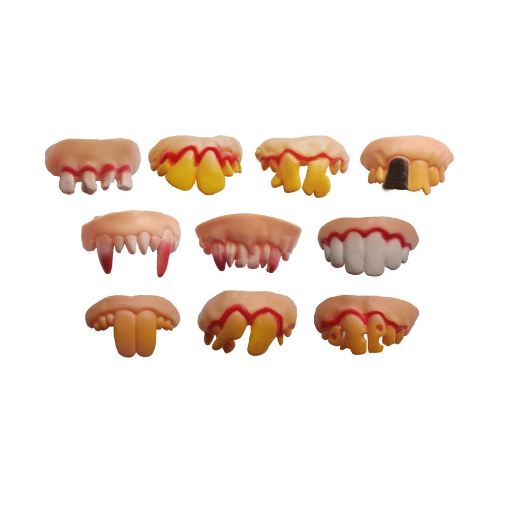 

10pcs Plastic Soft Tooth Covers Funny Jokes Prop Toys Teeth Gag Halloween Prop Teeth Gift Fake Teeth Masquerade Party Props