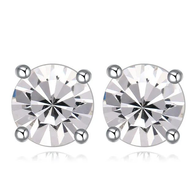 White Gold Color 4 Gs 6mm Sparkling Genuine Crystals From White Gold Color 4 Gs 6mm Sparkling Genuine Crystals From Swarovski Stud Earrings Fashion Jewelry