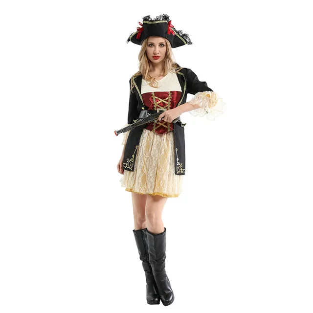 Classic Pirate Role Playing Costume Women Halloween Performance Cosplay Sexy Adult Carnival Outfit 3