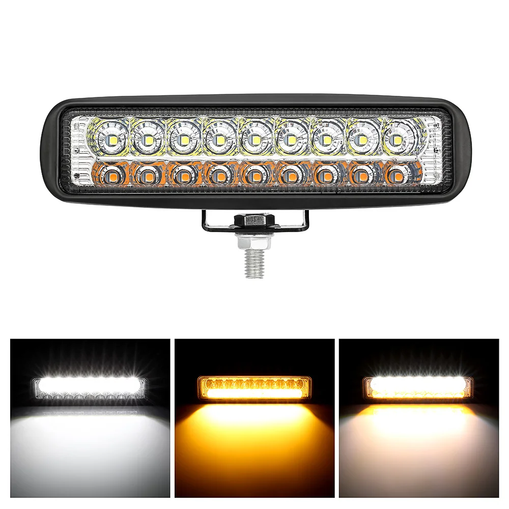 

54W 12V LED Work Light Bar Dual Color Combo Lamp Driving Fog Offroad LED Work Car Light for Ford Toyota SUV 4WD led beams