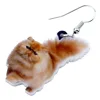 Bonsny Acrylic Fluffy Fatty Cat Kitten Earrings Big Long Dangle Drop Lovely Animal Jewelry For Women Girl Ladies Kids Gifts Bulk ► Photo 2/5