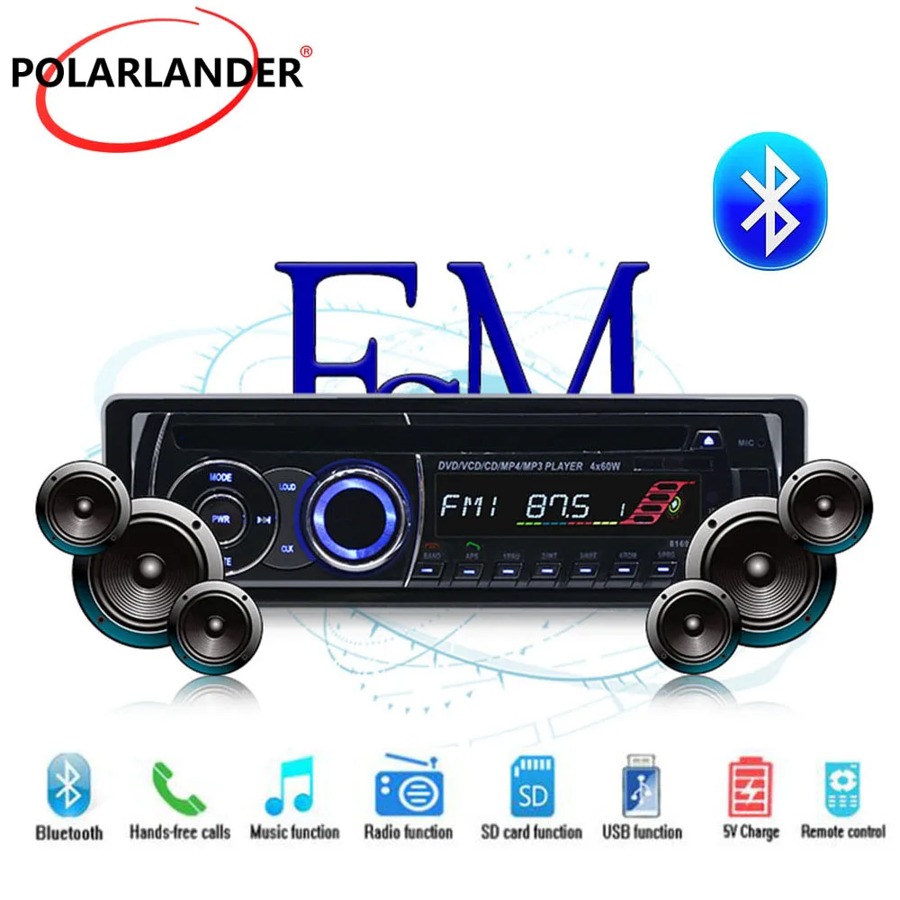 BT Bluetooth Car Radio Stereo 1 DIN Removable panel Audio Music CD DVD