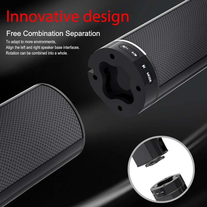 Multifunction Sound Bar Bluetooth Speaker Foldable and Detachable Home Theater TV Sound Stereo Soundbox Support TF Card