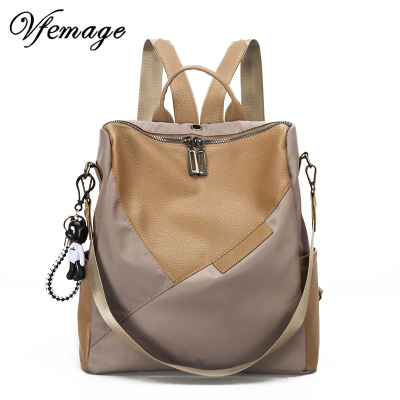 Vfemage Nylon Women Backpack Stitching Female Bagpack Multifunction Ladies Shoulder Bags Teenager Girls School Sac a Dos | Багаж и сумки
