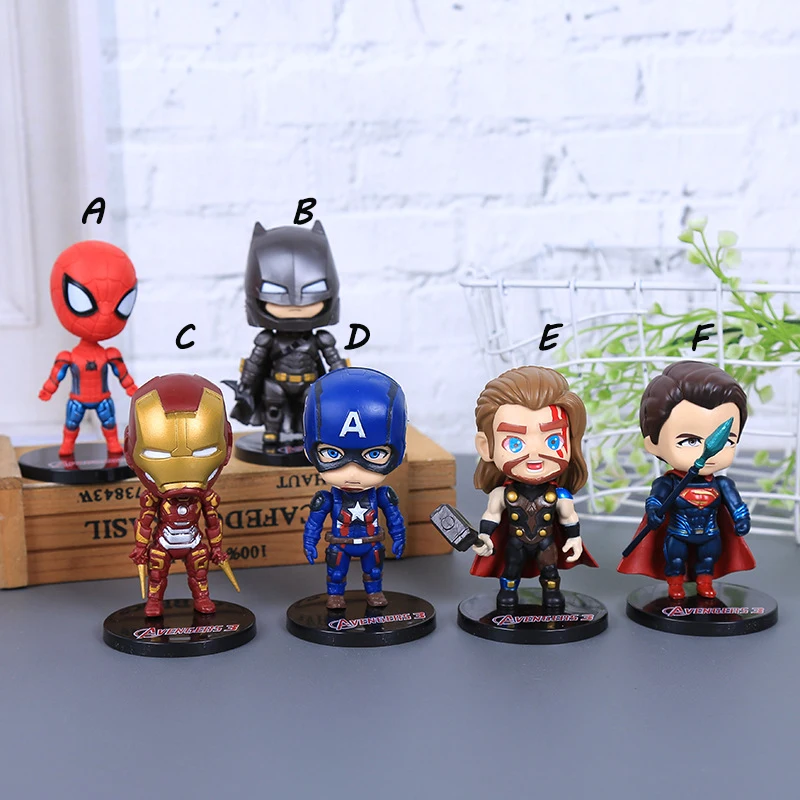 Six Styles Cute Q Third Generation Avengers Action Figure Toys Surprise Dolls Birthday Gifts for Kid Adult Puppets Funny  
