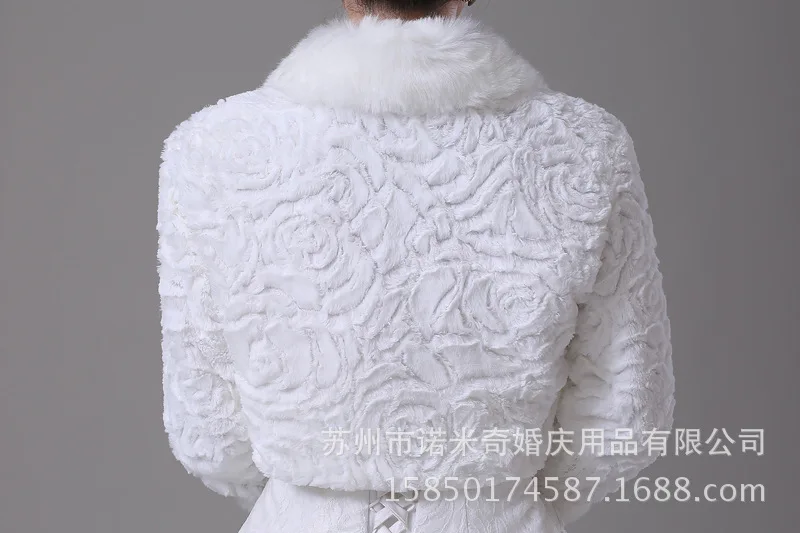 Свадебные аксессуары высокого качества из искусственного меха Болеро с длинным рукавом цвета слоновой кости свадебные куртки зимние