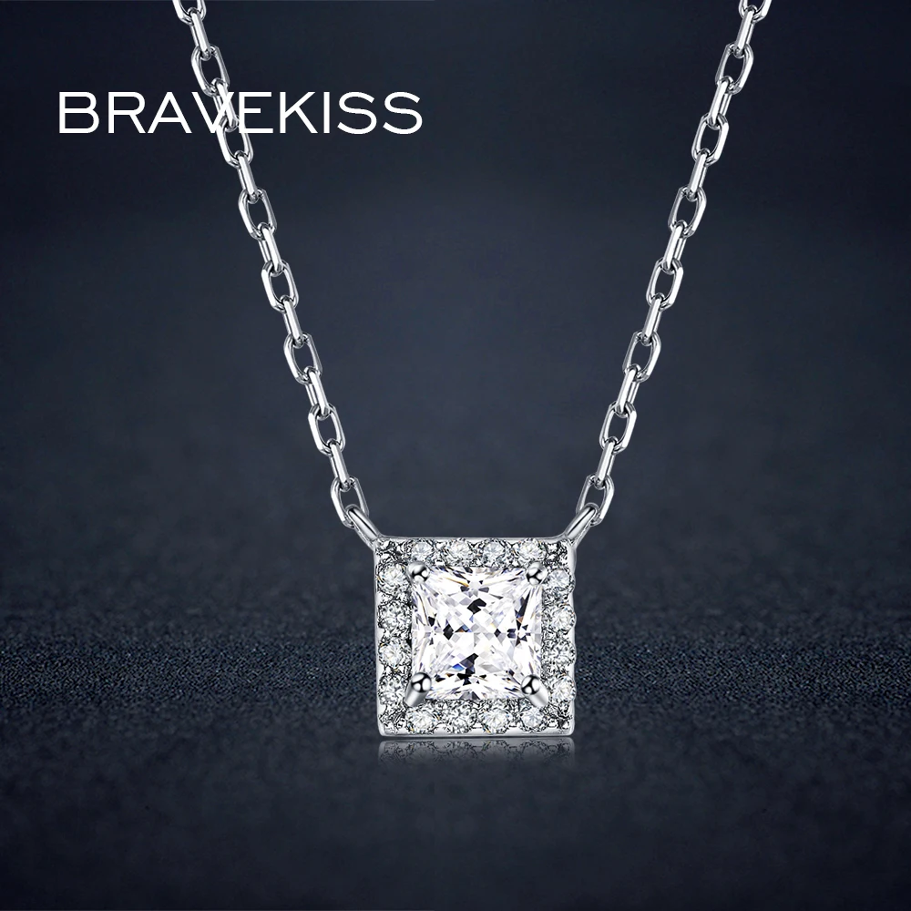 BRAVEKISS Real Pure 925 Sterling Silver Chain Women Pendant Necklace