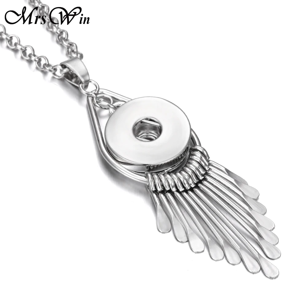 

New Snap Jewelry Tassel Snap Button Necklace for Women Fit 20mm 18mm Snaps Buttons Jewelry Snap Pendant Necklace