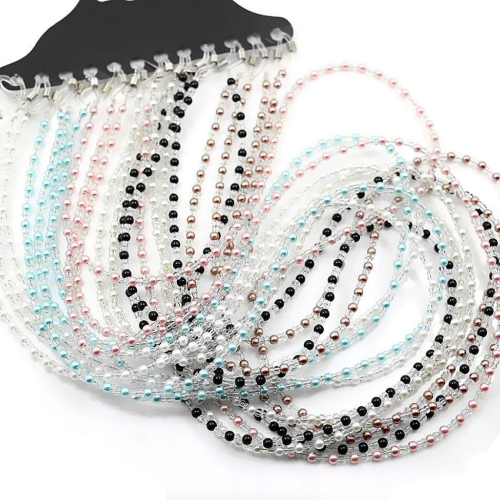 12PCS Pearl Beads Eyeglass Cord for Women Reading Glasses Eyewear Spectacle Chain Rope Holder brillen koord