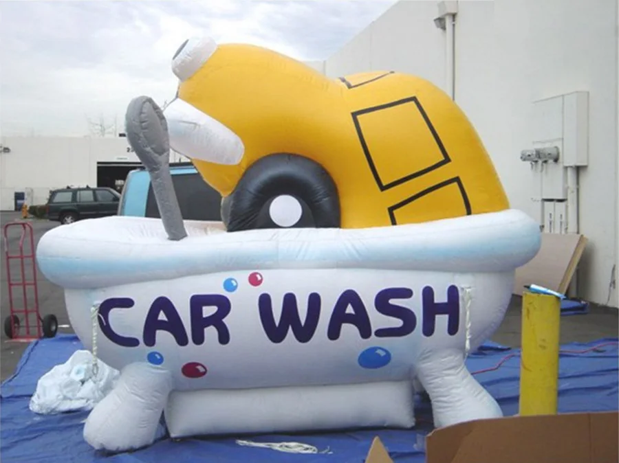 Giant and cute Inflatable advertising replica Inflatable car wash model come with air blowerin