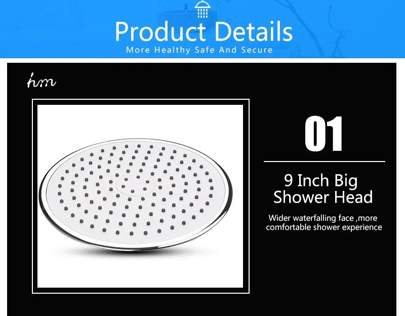 Rain Shower Head,9 Inch UltraTthin Regaderas Para Ducha,Banheiro Head Shower,Chuveiros Prysznic Duschkopf,Bathroom Showerhead (15)