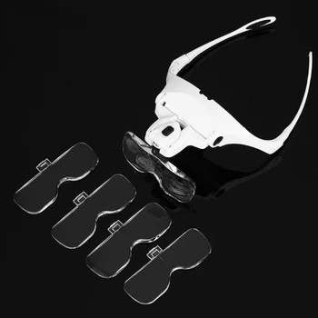 

Magnifier Glasses eyelashes accesories Extension LED Light Magnifying Glasses Hand 5 Lenses Magnifier Spectacles tattoo lamps