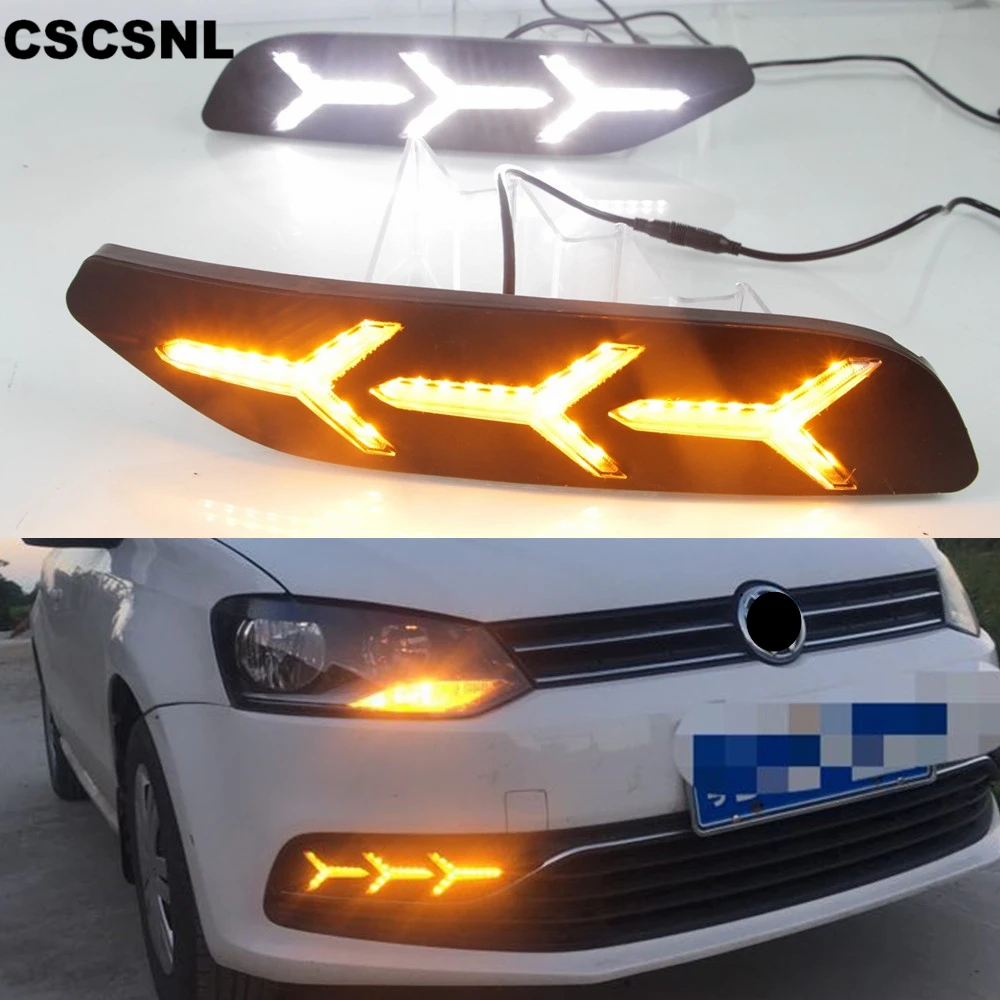1 пара Габаритные огни DRL светодиодный для Volkswagen VW polo 2014 2015 2016 2017 2018 вождения