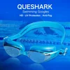 QUESHARK hombres mujeres profesional Electroplate de natación, gafas Anti niebla protección UV gafas de natación impermeable nadar gafas ► Foto 3/6