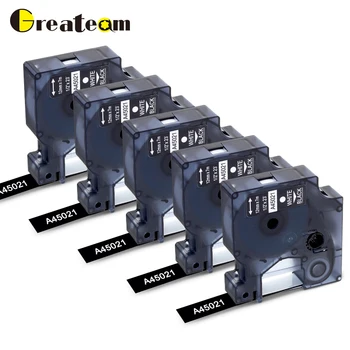 

Greateam 5pcs/lot 45021 Compatible Dymo D1 S0720610 45021 Label Tape White on Black for Dymo Label Manager 160 280 420P