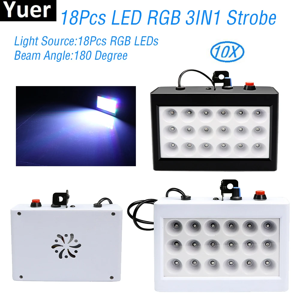 Luces estroboscópicas para fiestas en casa, LED RGB con efecto de sonido, con Control automático de sonido, para DJ, discotecas, bodas, y bares, 18 unids/lote, unids/lote|Efecto iluminación de