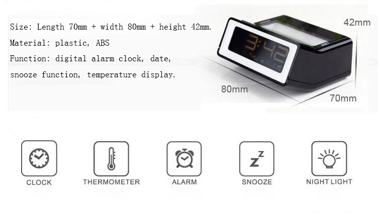 Светодиодный дисплей с экраном, часы с функцией повтора температуры, черный цифровой пластиковый таймер, Электронная Ночная лампа, Настольный будильник, современный WITFAMILY