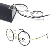 Чистый титан Винтаж 37 мм маленький круглый полный обод оправы очков Rx able очки для мужчин и женщин очки