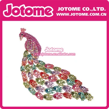

10cm Women's rainbow Austrian Crystal Wedding Bridal Peacock Bird Brooch pin