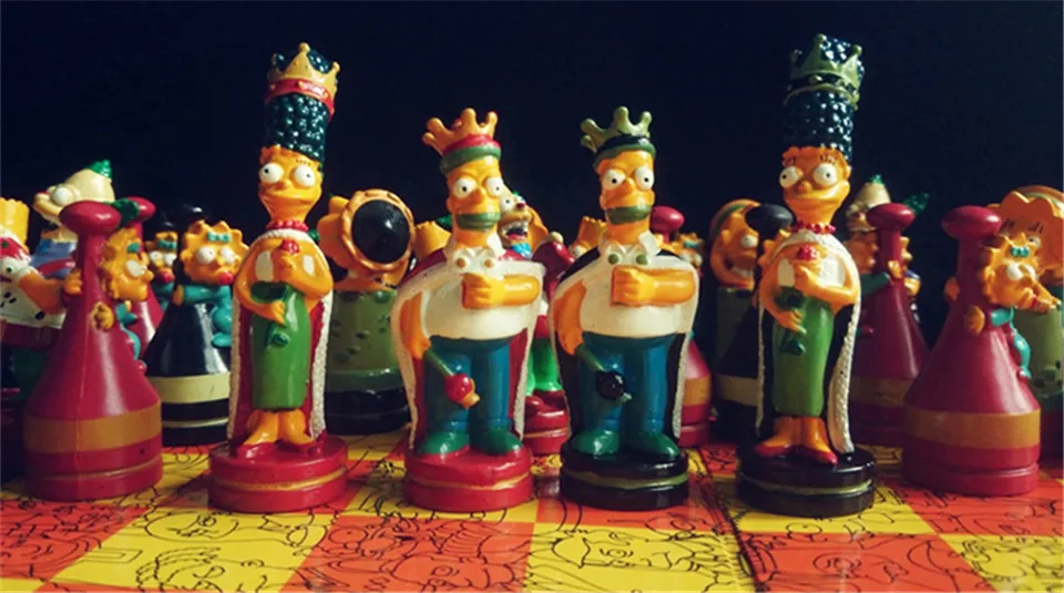 BSTFAMLY Шахматный набор Chessman Simpson, игра в международные шахматы, складная шахматная доска, ПВХ пластиковые шахматы, игрушки Souptoys I22