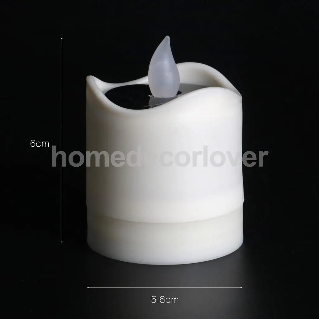 PACK 2Pcs Solar Candles Flameless LED Candle Flickering Tea Light for Valentine Wedding Party Decor