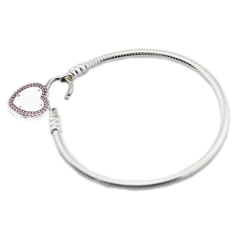 

Pandulaso Lock Your Promise Bracelet With Heart Lock clasp original 925 Silver Charms Bracelets For Woman Fit Beads & Charms