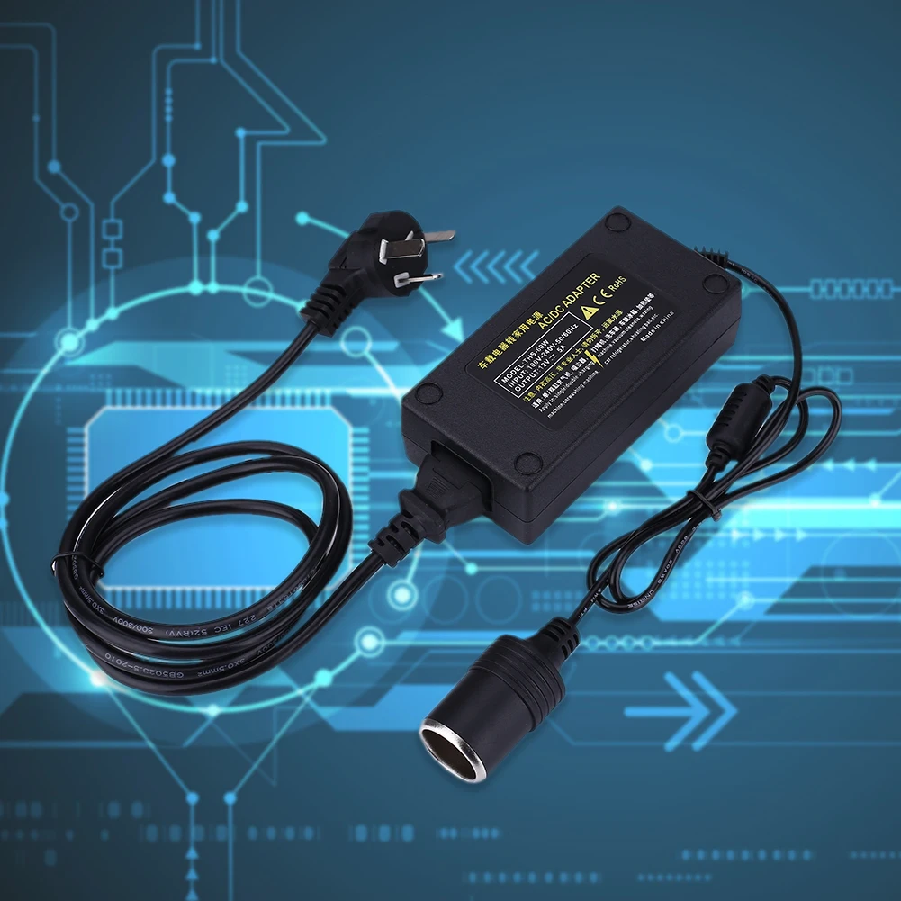 220V AC To 12V DC Car Cigarette Lighter Power Converter Plug Black 50
