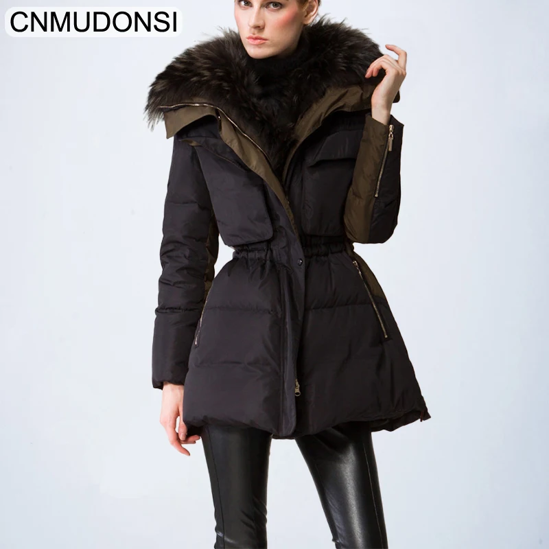 

CNMUDONSI 90% down coat 2018 new European real nagymaros collar down jacket women's winter great quality luxury down coat
