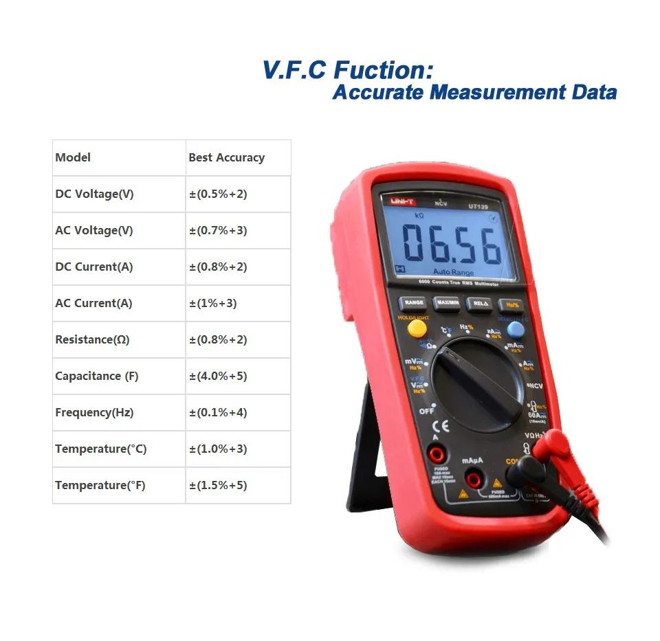 UNI-T UT139C Цифровой мультиметр автоматический диапазон True RMS метр конденсатор тестер Ручной 6000 Счетчик Вольтметр температура